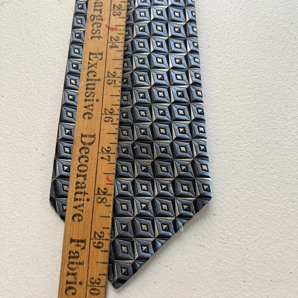 Ermenegildo Zegna Necktie Mens 60" Multicolor Geometric Textured Silk Italy Made - Picture 6 of 7